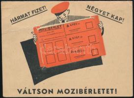 cca 1950 Mozibérlet reklám nyomtatvány.