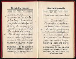cca 1920 Michlein Pneumatik automobilos zseb jegyzetfüzet a benzin és gumi fogyasztás mérésére, sok ...