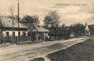 1929 Máriabesnyő (Gödöllő), Fő utca, Hangya Szövetkezet üzlete, templom