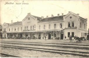 1913 Mezőtúr, Vasútállomás, létra, vasutasok (EK)