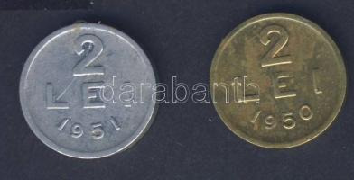 Románia 1950. 2L T:2/2- + 1951. 2L T:2 kis k