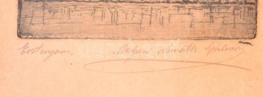 Mágori Németh Gábor: Esztergom. Rézkarc, papír, Jelzett, 15x10 cm üvegezett keretben