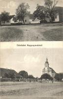 Nagynyárád, utcakép, templom + 1913 Nagynyárád Postai ügyn.