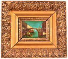 Gulácsy jelzéssel: Híd alatt és felett. Olaj, falemez, keretben,  9×13 cm