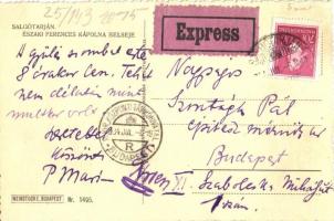 Salgótarján, Északi Ferences kápolna, belső. Kiadja Friedler Samu + 1934 "Express" M. kir....