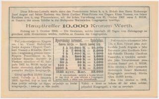 Budapest 1903. "Tanuló Sorsjegy" 1K értékben, felülbélyegzéssel T:I-