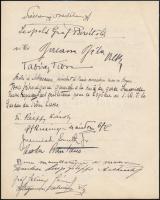 cca 1924-1930 Aláírásgyűjtemény 6 lapon. Rajta a kor leghíresebb emberei: miniszterek, politikusok, ...