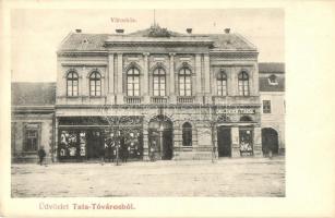 Tata, Tata-Tóváros; Városháza, Strausz Jakab és Fia üzlete, Engländer és Társa üzlete és saját kiadása