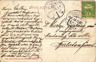 1908 Kaposvár, Korona utca és szálloda, Krausz Géza üzlete, könyvnyomda és könyvkötészet. Kiadó Szab...