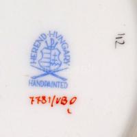 Herendi Viktória mintás porcelán tálka, Herendi dobozban, kézzel festett, jelzett, hibátlan, 9,5×7 c...