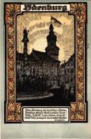 Sopron, Odenburg; Várostorony, Szentháromság szobor. Verlagsabteilung der Südmark Karte Nr. 3. Art Nouveau