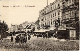 Sopron, Várkerület, Stollwerck csokoládé reklámja, utcakép, Breuer Testvérek üzlete