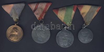 1938-tól 3klf magyar háborús érdemérem + 1db román "Károly" hadiérem T:2,2/3,3