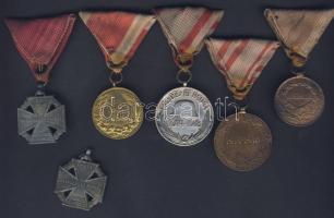 1914-18. 6db osztrák, magyar és belga háborús érdemérem T:2,2/3