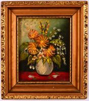 Jelzés nélkül: Virágcsendélet. Olaj, farost, keretben, 12×10 cm
