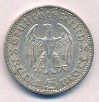Német Harmadik Birodalom 1936A 5M Ag "Hindenburg" T:2 German Third Reich 1936A 5 Mark Ag &...