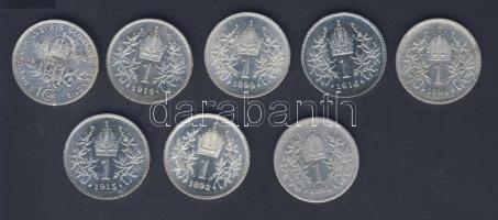 Ausztria 1893-1916. 1K Ag (8x), benne "Jubileum" (1x), mind klf évszámmal T:2,2/3,3