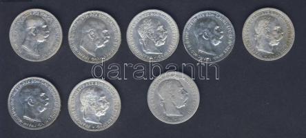 Ausztria 1893-1916. 1K Ag (8x), benne "Jubileum" (1x), mind klf évszámmal T:2,2/3,3