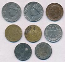 8db-os vegyes külföldi fémpénz tétel, közte néhány érdekesebb darab T:2,2- 8pcs of various coins, with some interesting pieces C:XF,VF