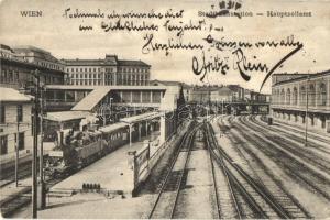 Vienna, Wien III. Stadtbahnstation, Hauptzollamt / railway station, locomotive, customs office (enyhén ázott sarok / slightly wet corner)