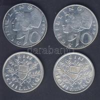 Ausztria 1925. 1Sch Ag (2x) + 1957+1959. 10Sch Ag 2klf T:2/3