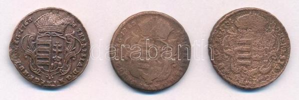 1763. Rézdénár "Mária Terézia / zárt korona" (3x) T:2-,3
Huszár: 1756., Unger III.: 1278