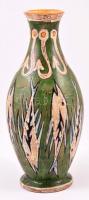 Gorka Lívia (1925-2011): Halas váza. Kézzel festett mázas kerámia, apró mázhibákkal, jelzett, m: 29 cm