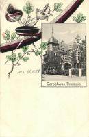 1908 Jena, Corpshaus Thuringia. Verlag Ernst Gollub No. 201. / Student fraternity house. Studentica, fencing art postcard (EB)