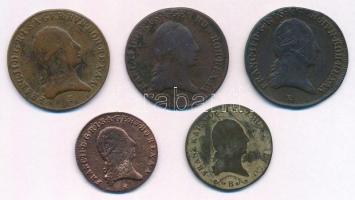 1800S 1kr Cu + 1800. 3kr Cu (3x) "E" és "S" verdejelek + 1812B 1kr Cu T:2-3