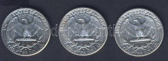 USA 1964. 1/4$ Ag "Washington" (3x) T:3 ph.