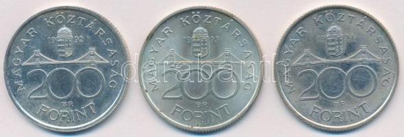 1992-1994. 200Ft Ag "MNB/Deák" (3xklf) T:1-,2