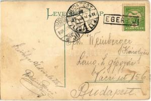 1908 Eger, Lyceum, Török mecset, Római katolikus főszékesegyház. Pillangós hölgy montázs / Butterfly...