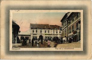 Sárospatak, Piac tér, Városháza, Krausz Lázár, Somogyi László, Dancziger József üzlete. W.L. Bp. 5590. Trócsányi B. kiadása (EK)