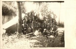 1928 Aszódi 296. sz. Petőfi cserkészcsapata Tiszavárkonyban / Hungarian boy scouts camp with tent. photo