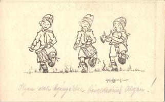 1925 Cserkész zenészek / Hungarian boy scout musicians, artist signed