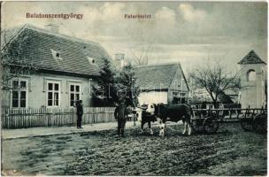 1914 Balatonszentgyörgy, falu részlet ökörszekérrel (EK)