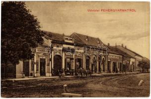 1910 Fehérgyarmat, utcakép, vendéglő, Tóth Lajos üzlete. Kossuth nyomda 372.