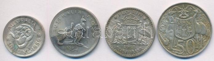 Ausztrália 1954. 1Fl Ag + 1959. 1Sh Ag + 1960. 1Fl Ag + 1966. 50c Ag T:1-,2 patina
Australia 1954. ...