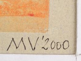 Merényi Margit Valéria (1955- ): Ikon, vegyes technika, papír, jelzett, paszpartuban, 31,5×41,5 cm