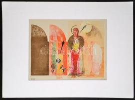 Merényi Margit Valéria (1955- ): Ikon, vegyes technika, papír, jelzett, paszpartuban, 31,5×41,5 cm