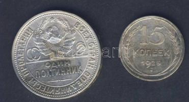 Szovjetunió 1924. 50k Ag + 1925. 15k Ag T:3