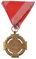 1908. "Katonai Jubileumi Kereszt" aranyozott Br kitüntetés mellszalagon T:2
Hungary 1908....