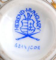 Herendi áttört kis bonbonier, kézzel festett, jelzett, apró kopásokkal, m:7 cm