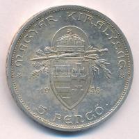 1938. 5P Ag "Szent István" T:1-,2 
Adamo P8.1