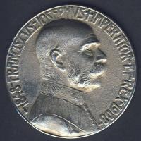 Ausztria/Csehország 1908. "I.Ferenc József - 40 éves Jubileum" német és cseh nyelvű, nagyalakú, ezüstözött emlékplakett T:2