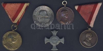 Magyar és osztrák századfordulós és 1914-1918. 5klf katonai érdemérem T:2,3