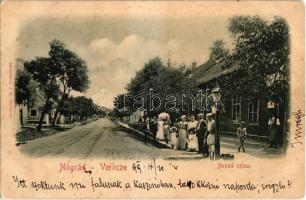 1899 Verőce, Nógrádverőce; Árpád utca, pálinka mérés, úri társaság