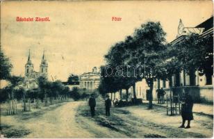 1908 Zirc, Fő tér, templom, Apáti lakosztály. W.L. 2793. (EK)