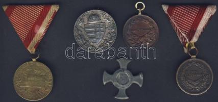 Magyar és osztrák századfordulós és 1914-1918. 5klf katonai érdemérem T:2,3
