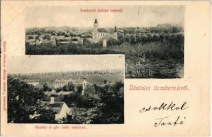 1903 Somberek, látkép keletről, görög katolikus templom, kastély. Herman Mihály kiadása